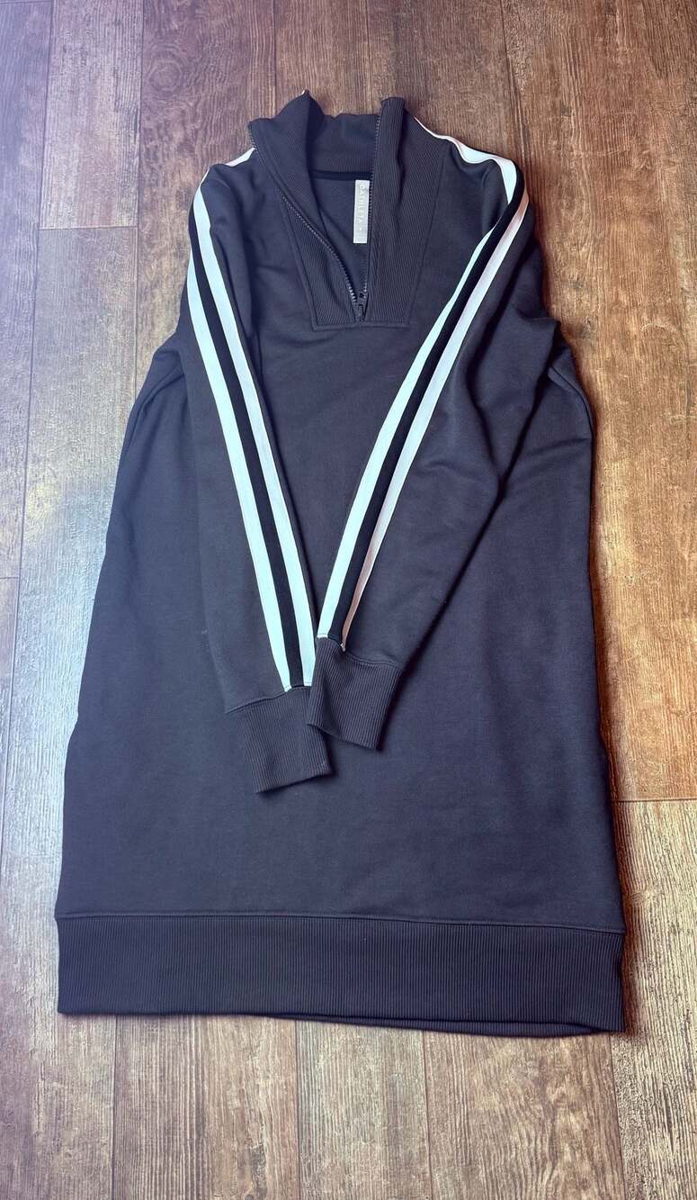 Athleta Circa Track Sweatshirt Dress 2.0, chocolate brown, Size S